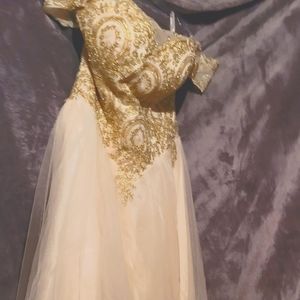 Gold and cream wedding dress